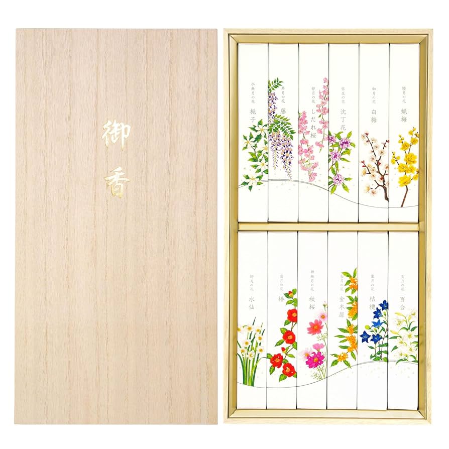 Amazon.co.jp: カメヤマ 名香 月の花 桐箱 12種入 花の香り